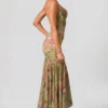 Vestido corsé asimétrico con fruncidos Haruna en estampado floral multicolor Vestido corsé asimétrico con fruncidos Haruna en estampado floral multicolor