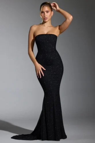 Vestido corsé con adornos Florentina en negro