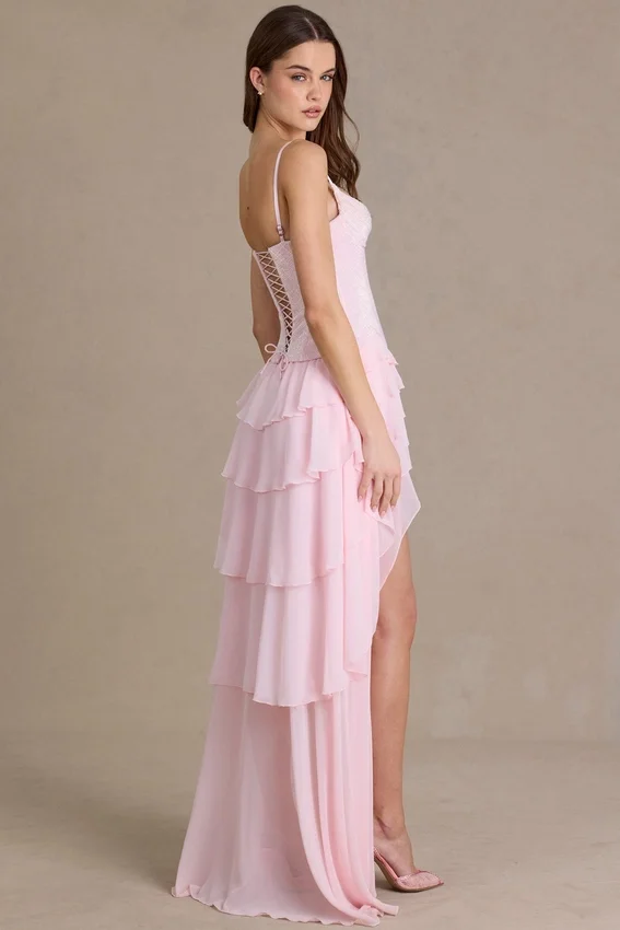 Vestido corsé con cuello vuelto y adornos Arlette Premium en rosa bebé Vestido corsé con cuello vuelto y adornos Arlette Premium en rosa bebé