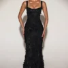 Vestido corsé con escote redondeado y apliques decorativos Vasanta en negro Vestido corsé con escote redondeado y apliques decorativos Vasanta en negro