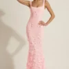 Vestido corsé con escote redondeado y apliques decorativos Vasanta en rosa Vestido corsé con escote redondeado y apliques decorativos Vasanta en rosa