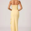 Vestido corsé con volantes decorados Robina en amarillo