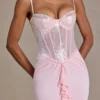 Vestido corsé de encaje adornado Beatrix Premium en rosa bebé Vestido corsé de encaje adornado Beatrix Premium en rosa bebé
