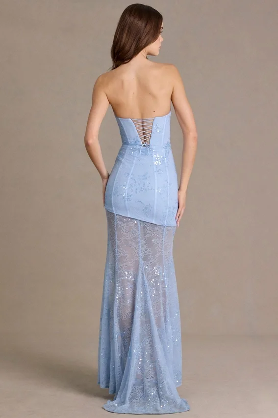 Vestido corsé de encaje adornado Liliane Premium en azul cielo Vestido corsé de encaje adornado Liliane Premium en azul cielo