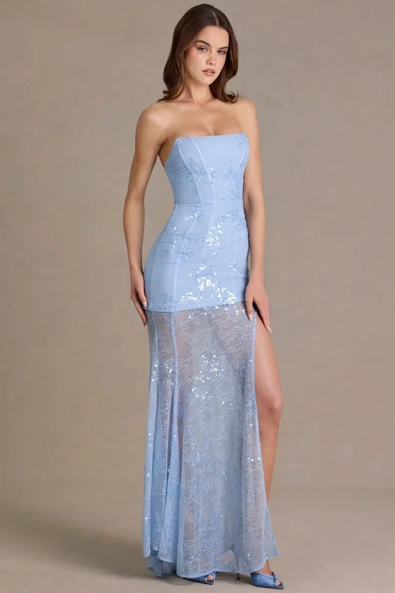 Vestido corsé de encaje adornado Liliane Premium en azul cielo Vestido corsé de encaje adornado Liliane Premium en azul cielo