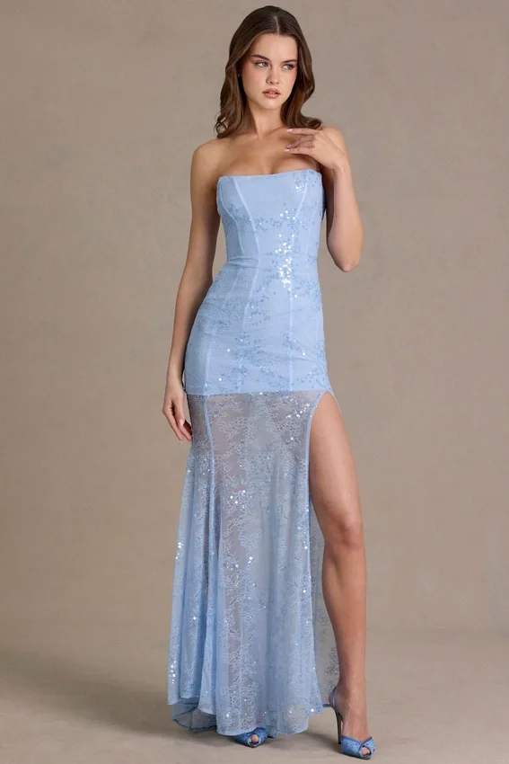 Vestido corsé de encaje adornado Liliane Premium en azul cielo Vestido corsé de encaje adornado Liliane Premium en azul cielo
