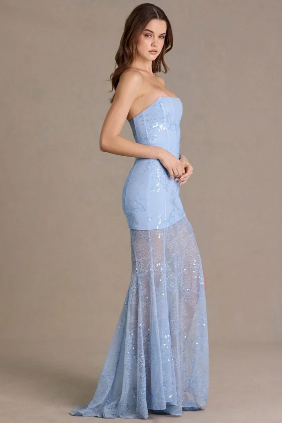 Vestido corsé de encaje adornado Liliane Premium en azul cielo Vestido corsé de encaje adornado Liliane Premium en azul cielo