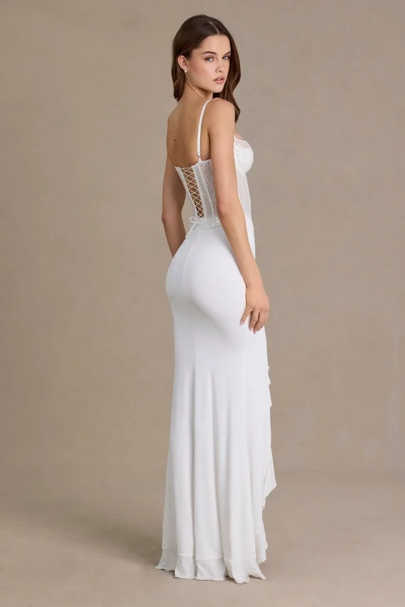 Vestido corsé de encaje con adornos Beatrix Premium en blanco Vestido corsé de encaje con adornos Beatrix Premium en blanco