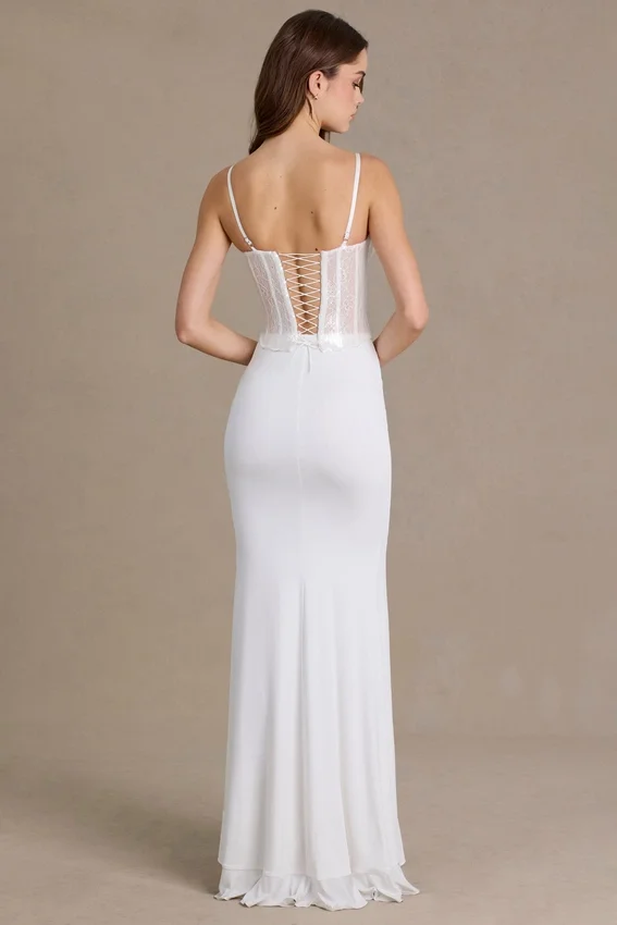 Vestido corsé de encaje con adornos Beatrix Premium en blanco Vestido corsé de encaje con adornos Beatrix Premium en blanco
