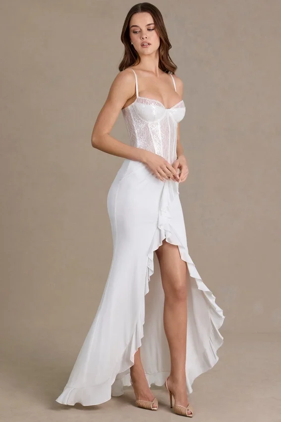 Vestido corsé de encaje con adornos Beatrix Premium en blanco Vestido corsé de encaje con adornos Beatrix Premium en blanco