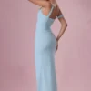 Vestido corsé drapeado de malla Naelle en aguamarina claro Vestido corsé drapeado de malla Naelle en aguamarina claro