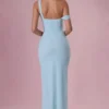 Vestido corsé drapeado de malla Naelle en aguamarina claro Vestido corsé drapeado de malla Naelle en aguamarina claro