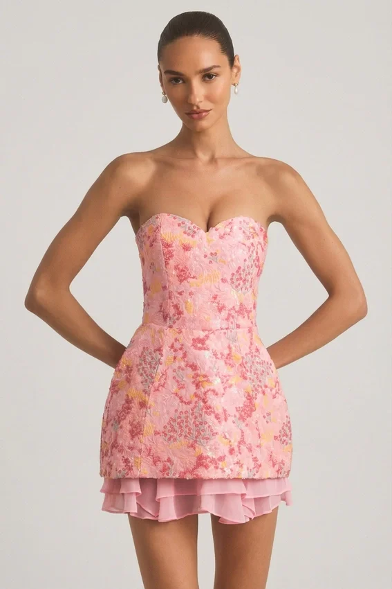 Vestido corsé sin tirantes con adornos Eliselle en rosa Vestido corsé sin tirantes con adornos Eliselle en rosa