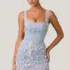 Vestido cortito corsé con apliques decorativos Briar en azul cielo Vestido cortito corsé con apliques decorativos Briar en azul cielo