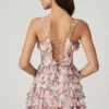Vestido corto A-line con volantes y cordones Lolina en estampado floral Primrose
