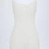 Vestido corto A-line fruncido Alika Pointelle en blanco Vestido corto A-line fruncido Alika Pointelle en blanco