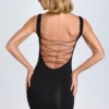 Vestido corto ajustado Aoife con ribete de encaje modal en negro Vestido corto ajustado Aoife con ribete de encaje modal en negro