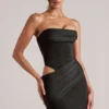Vestido corto ajustado bandeau Veda en negro Vestido corto ajustado bandeau Veda en negro