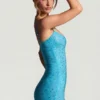 Vestido corto ajustado con adornos Aellin en azul aguamarina