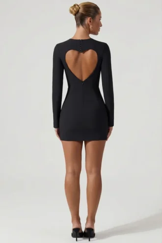 Vestido corto ajustado con detalle de corazón recortado Adelia en negro