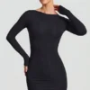 Vestido corto ajustado con espalda abierta Lyla Modal en negro Vestido corto ajustado con espalda abierta Lyla Modal en negro