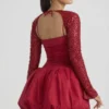 Vestido corto Aletta con volantes en el bajo, en rojo Vestido corto Aletta con volantes en el bajo, en rojo