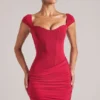 Vestido corto Alva con escote corazón en rojo cereza Vestido corto Alva con escote corazón en rojo cereza