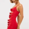 Vestido corto Aniela de jersey elástico con detalles de rosas en rojo escarlata Vestido corto Aniela de jersey elástico con detalles de rosas en rojo escarlata