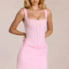 Vestido corto Aralyn con corsé de encaje en rosa flor Vestido corto Aralyn con corsé de encaje en rosa flor
