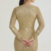 Vestido corto Arlowe con cuello vuelto y adornos en dorado