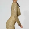 Vestido corto Arlowe con cuello vuelto y adornos en dorado