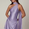 Vestido corto asimétrico con detalle de pañuelo Kiraz en lila Vestido corto asimétrico con detalle de pañuelo Kiraz en lila