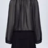 Vestido corto Avalon con mangas abullonadas y cordones en negro Vestido corto Avalon con mangas abullonadas y cordones en negro