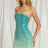 Vestido corto bandeau Alessi en azul degradado