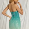 Vestido corto bandeau Alessi en azul degradado