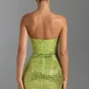 Vestido corto bandeau con adornos Aurora en verde pera Vestido corto bandeau con adornos Aurora en verde pera