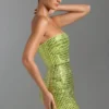 Vestido corto bandeau con adornos Aurora en verde pera Vestido corto bandeau con adornos Aurora en verde pera