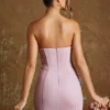Vestido corto bandeau con cordones tipo corsé Emira en malva