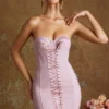 Vestido corto bandeau con cordones tipo corsé Emira en malva