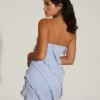 Vestido corto bandeau con volantes Tatiana en azul
