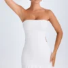 Vestido corto bandeau con volantes y aberturas Misa en blanco