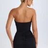 Vestido corto bandeau fruncido Kalinda en negro