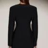 Vestido corto blazer de botonadura sencilla Azelie en negro