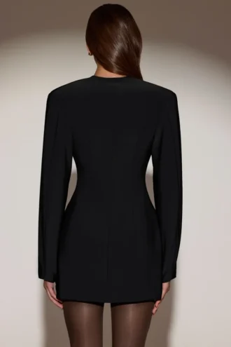 Vestido corto blazer de botonadura sencilla Azelie en negro
