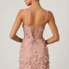 Vestido corto Briar con apliques decorativos y corte corsé en rosa empolvado