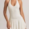 Vestido corto Brooke de modal con cuello halter y corte en A en color blanco