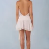 Vestido corto Carolina con cuello halter en color marfil