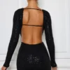 Vestido corto con aberturas y adornos Marva en negro