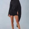 Vestido corto con capa drapeada Lida en negro