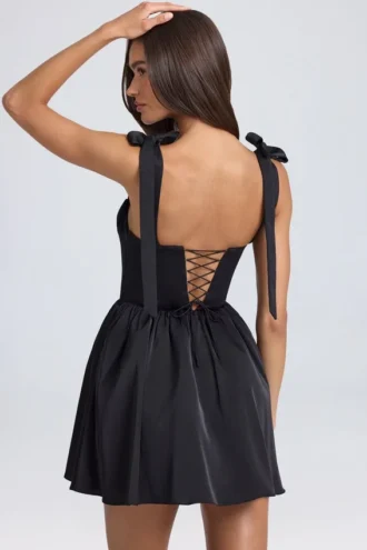 Vestido corto con corsé drapeado Bellamy en negro